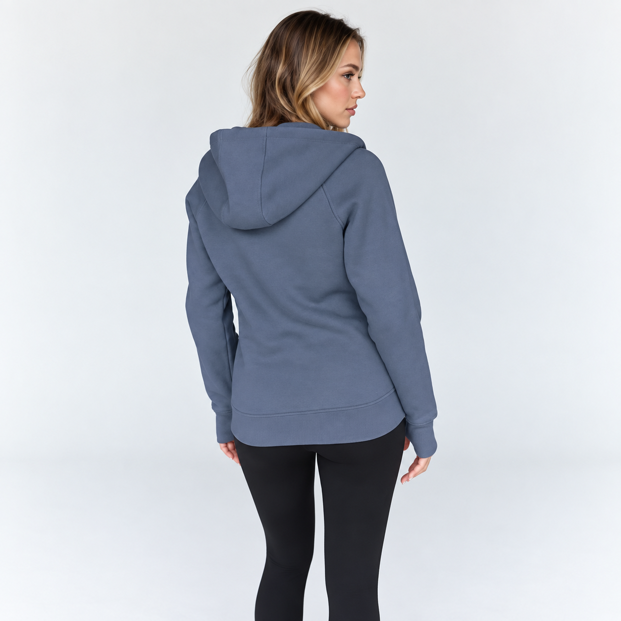 Slim Fit Zip Up Hooded Sweatshirt For Women