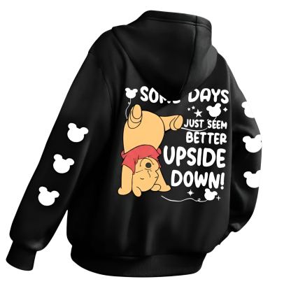 Some Days Just Seem Upside Cartoon Print Pullover Hooded