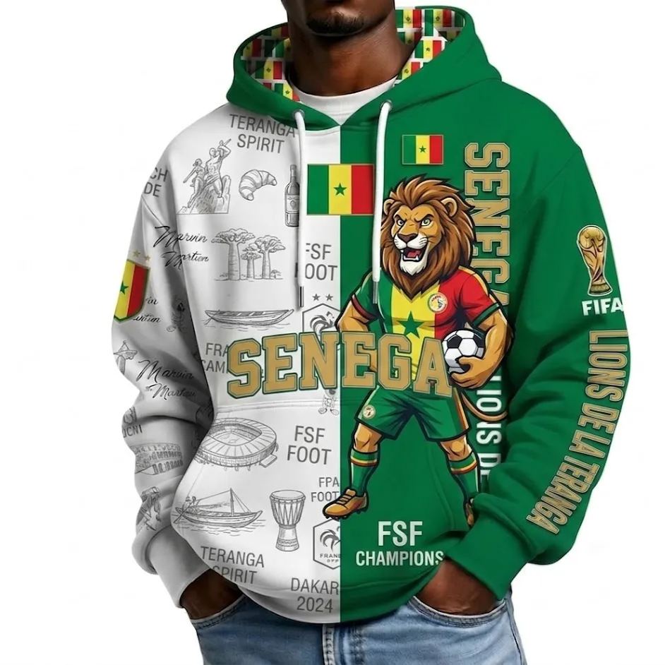 FIFA 2026 Senegal Football Themed All Over Printed Hoodie
