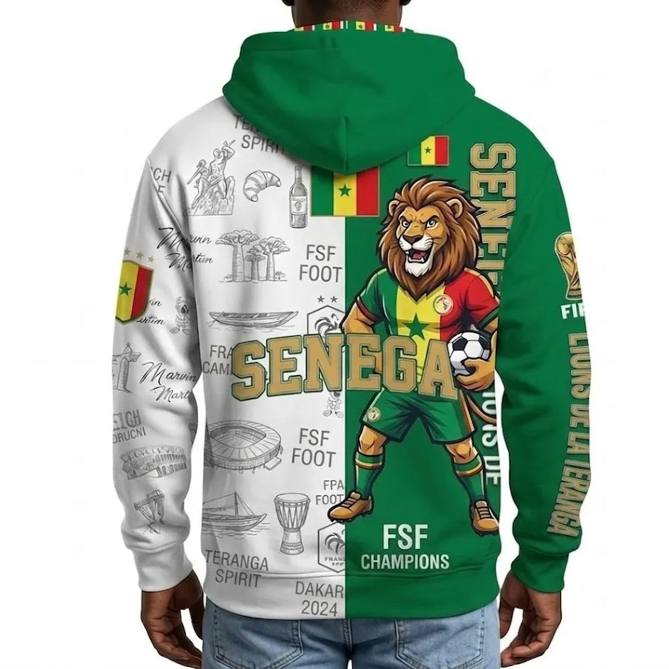 FIFA 2026 Senegal Football Themed All Over Printed Hoodie