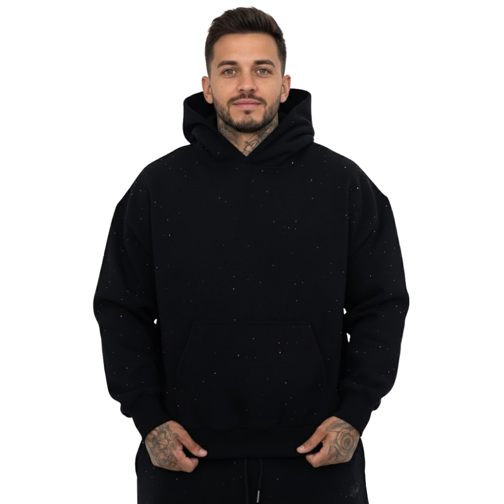 Rhinestone Hoodie And Sweatpant Set