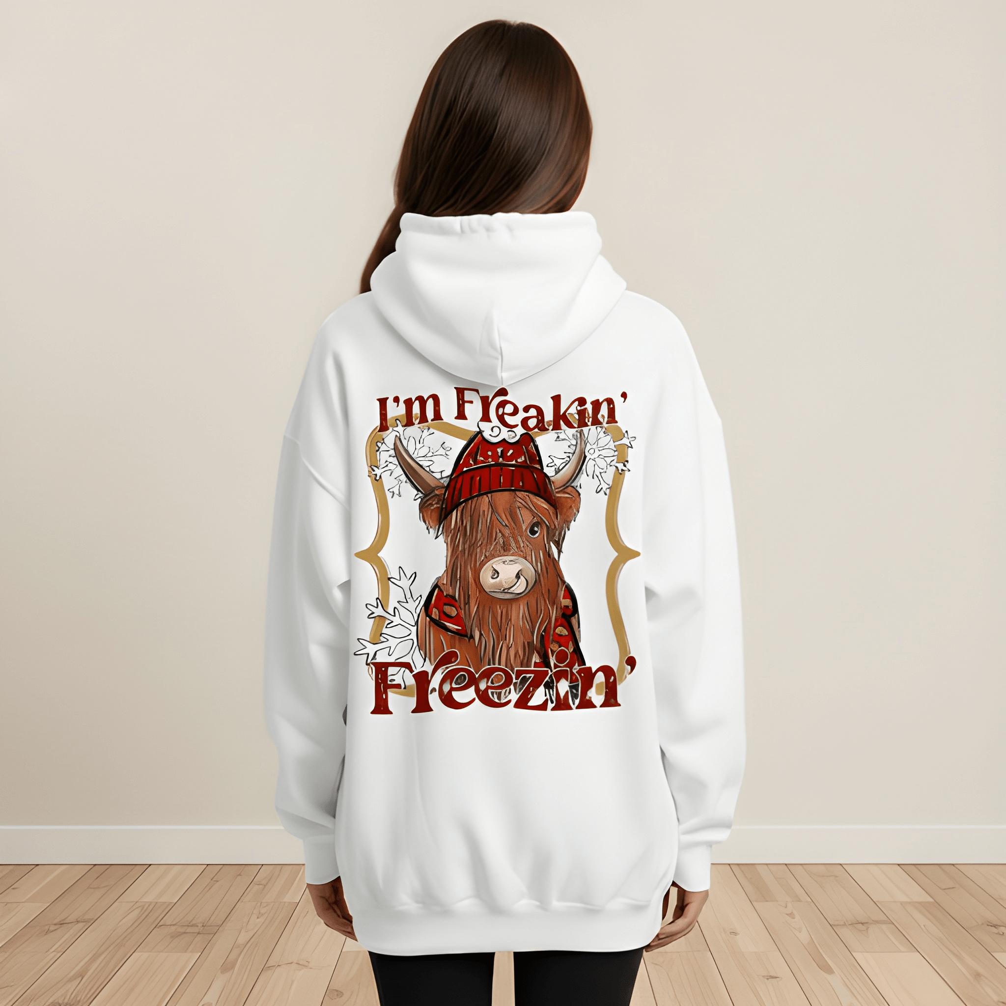 Highland Cow Print Polyester Hoodie Sweatshirt