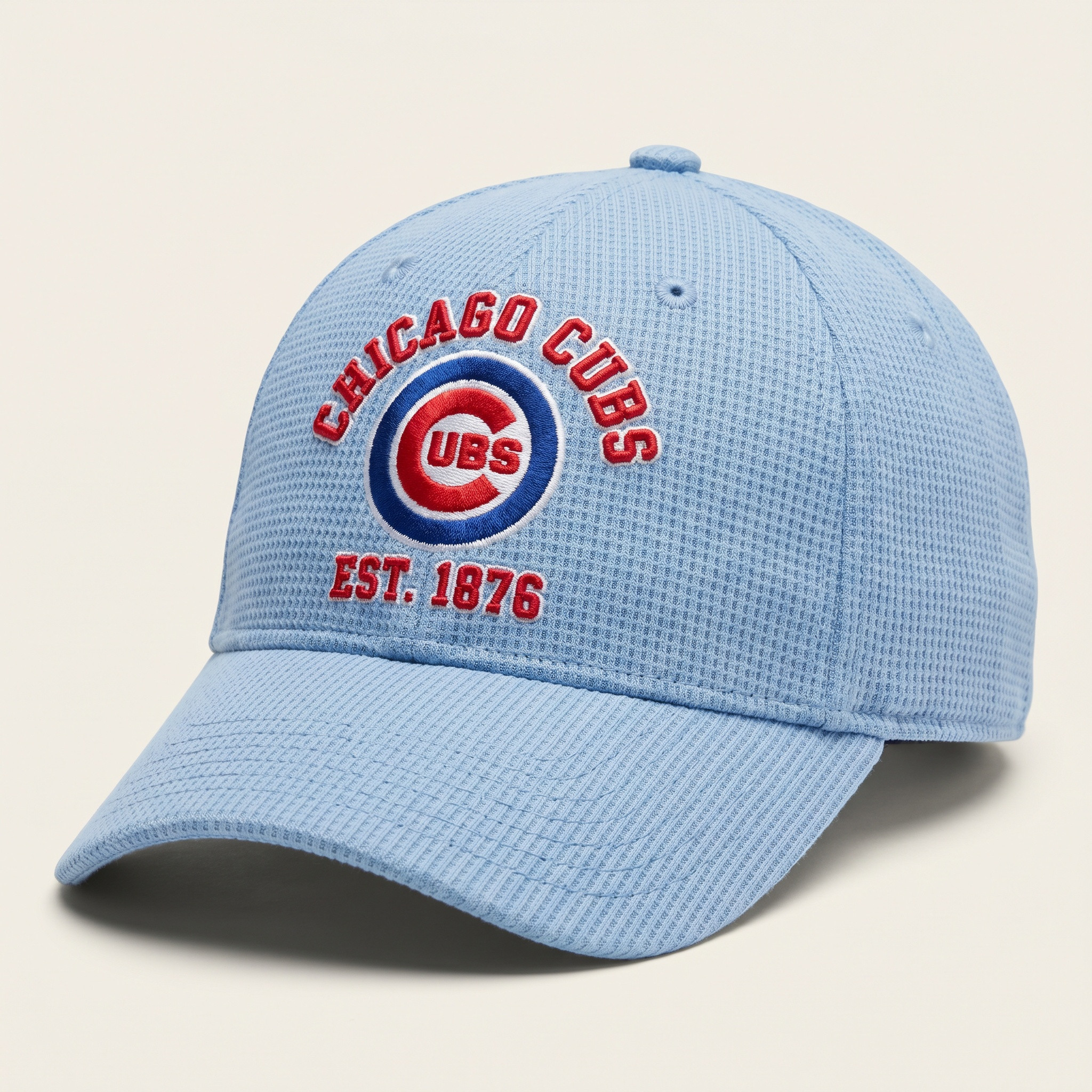 Chicago Cubs EST 1876 Waffle Knit Cap in Light Blue