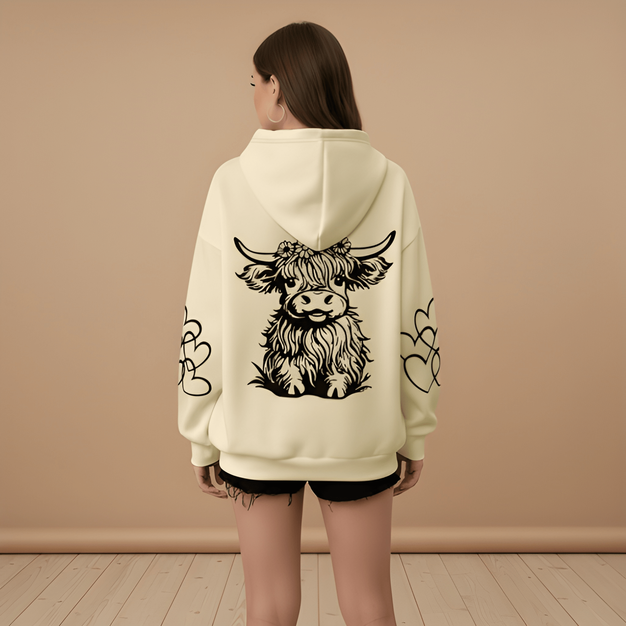 Cow Print Plus Size Kangaroo Pocket Hoodie