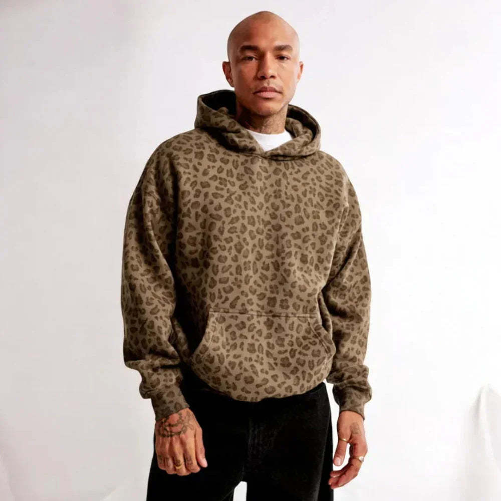 Printed Pullover Hoodie With Kangaroo Pocket