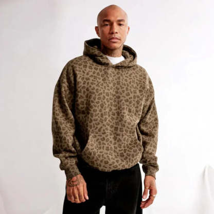 Printed Pullover Hoodie With Kangaroo Pocket