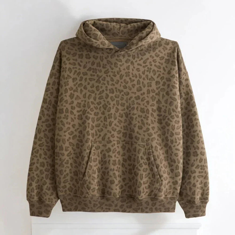 Printed Pullover Hoodie With Kangaroo Pocket