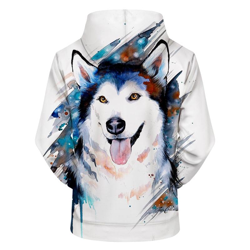 Colorful Husky Hoodie