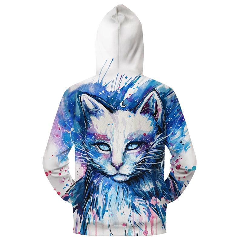 Colorful Cat Zip-up Hoodie