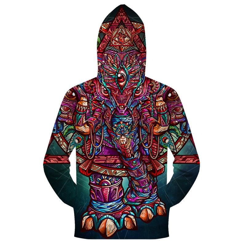 Colorful Elephant Zip-up Hoodie