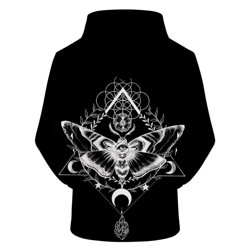 Black And White Moth Hoodie