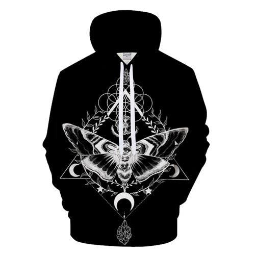 Black And White Moth Hoodie