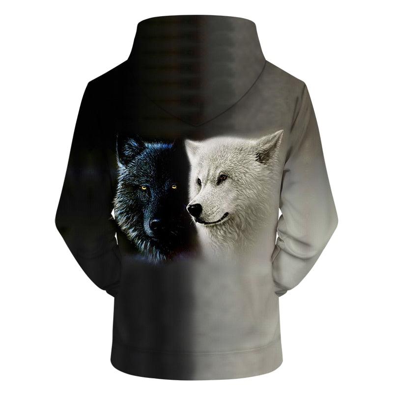 Black And White Wolves Hoodie