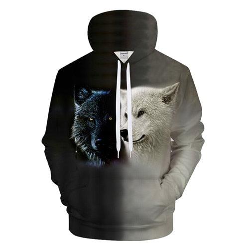 Black And White Wolves Hoodie