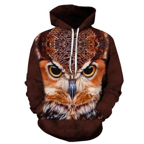 Orange Owl Graphic Hoodie Stylish Casual Unisex Hoodie