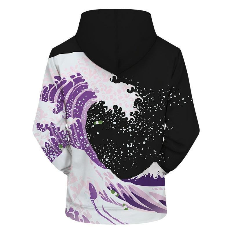 Purple And White Wave Hoodie