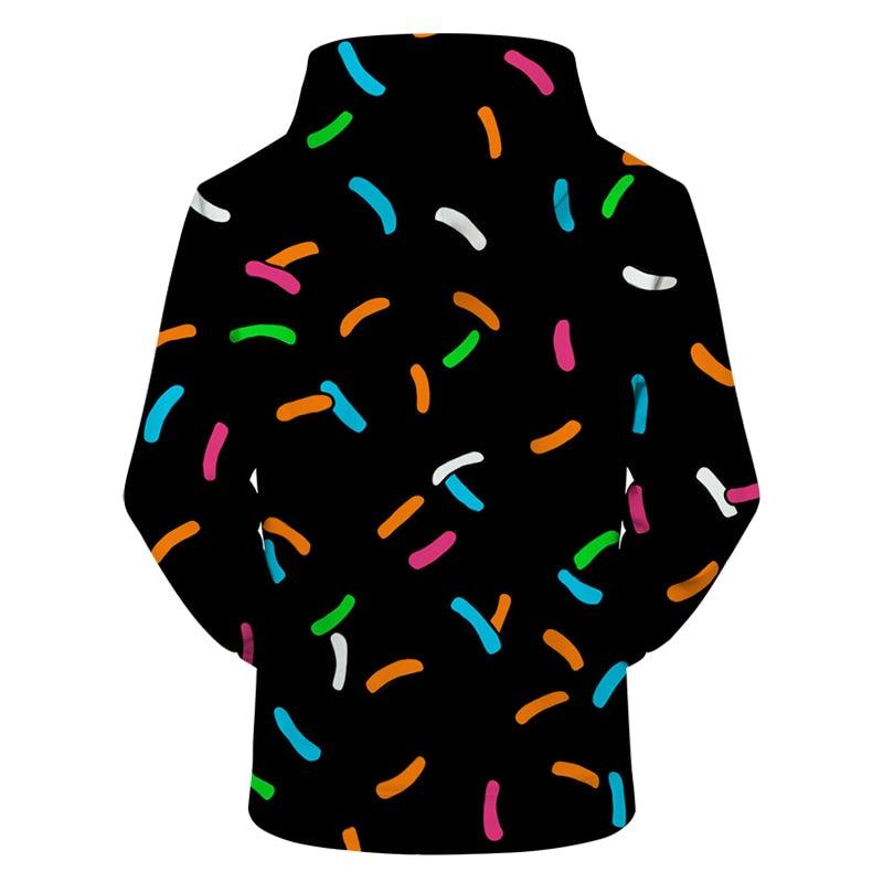 Black Colorful Sprinkles Print Hoodie