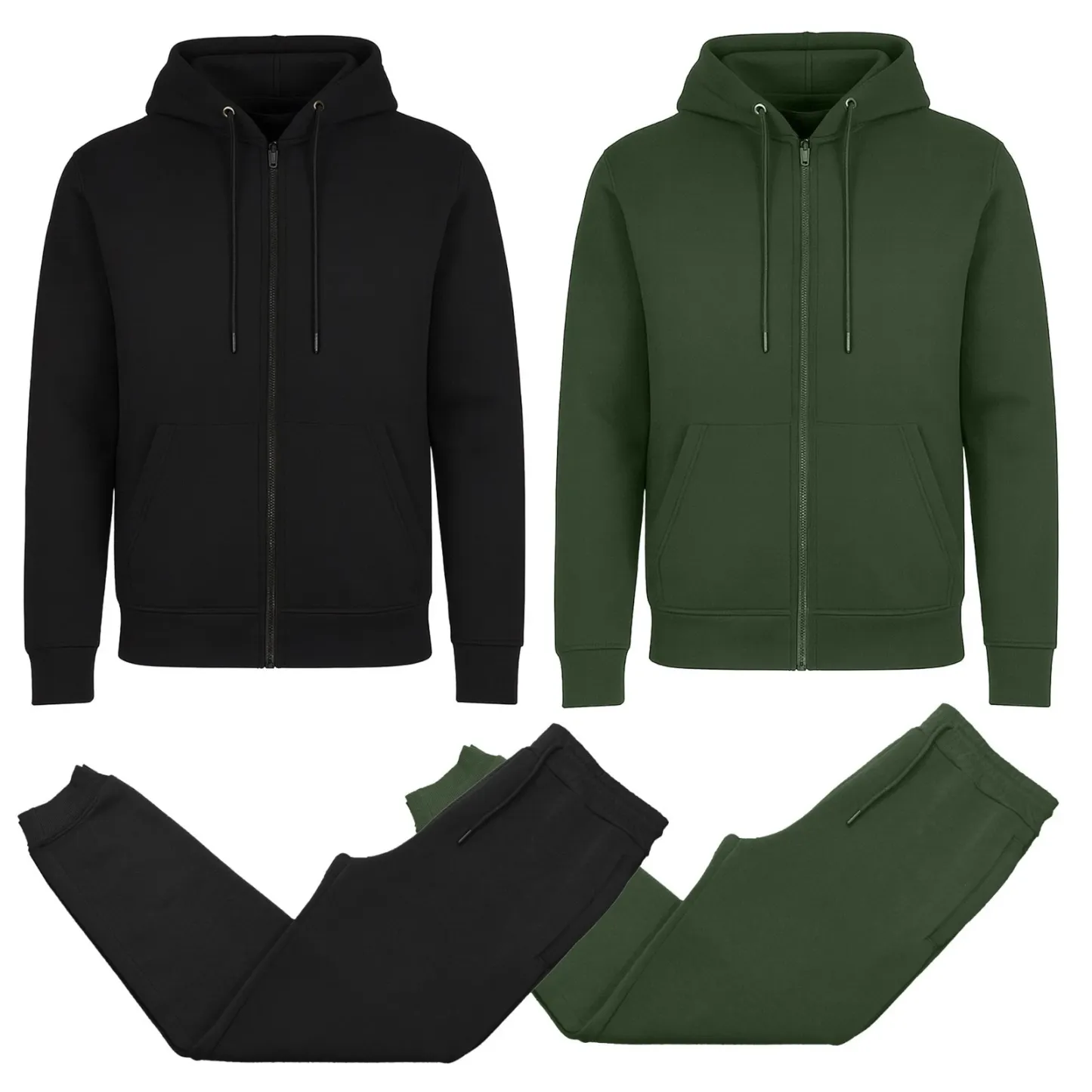 Pack Of 2 Full Zip Hoodie And Jogger Pant Set