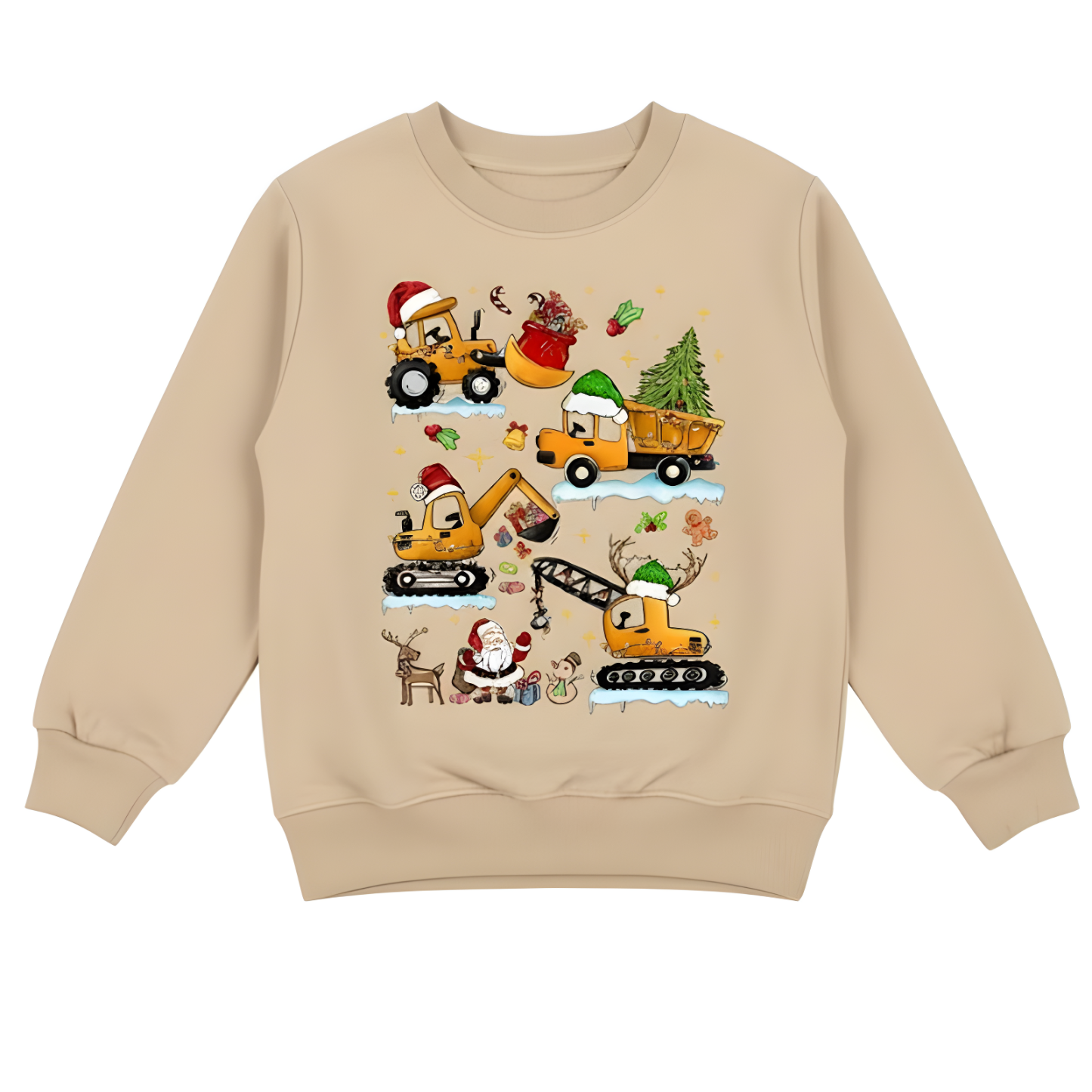 Christmas Excavator Tree Print Sweatshirt For Boys