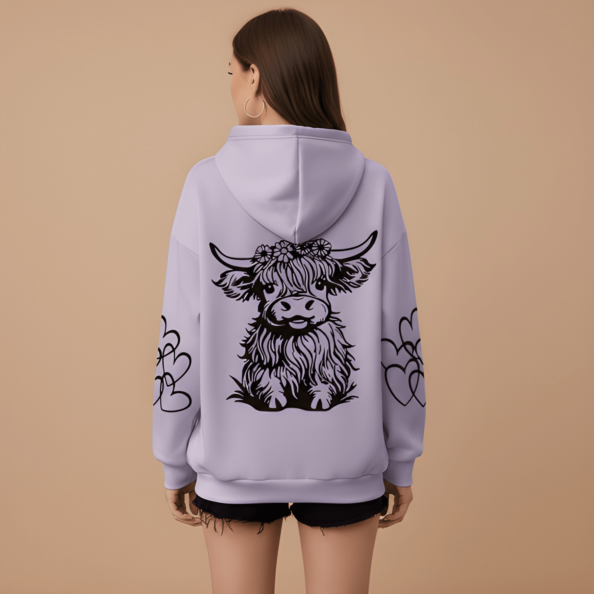 Cow Print Plus Size Kangaroo Pocket Hoodie