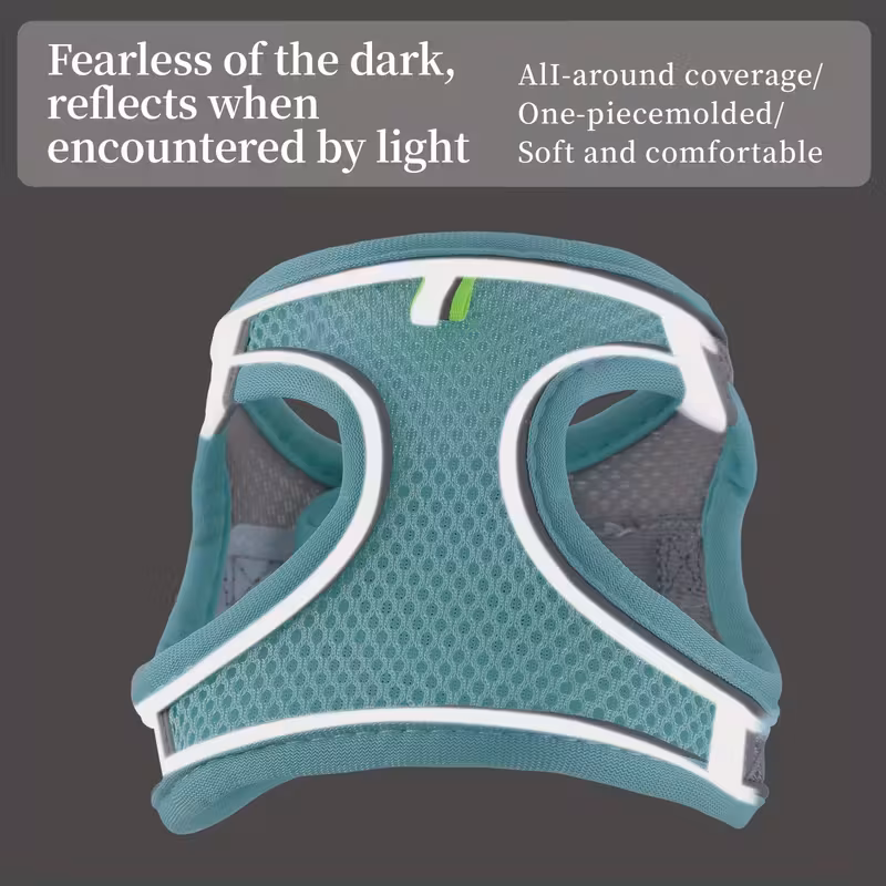   1  breathable mesh escape proof adjustable   reflective vest harness for small dogs cats comfortable safe walking harness with grid pattern multi color options small breathable dog harness 4