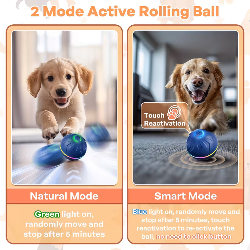   motion activated dog bouncing ball 6 6  62in usb rechargeable lithium polymer battery interactive pet toy for all breed sizes durable thermoplastic rubber striped pattern 5