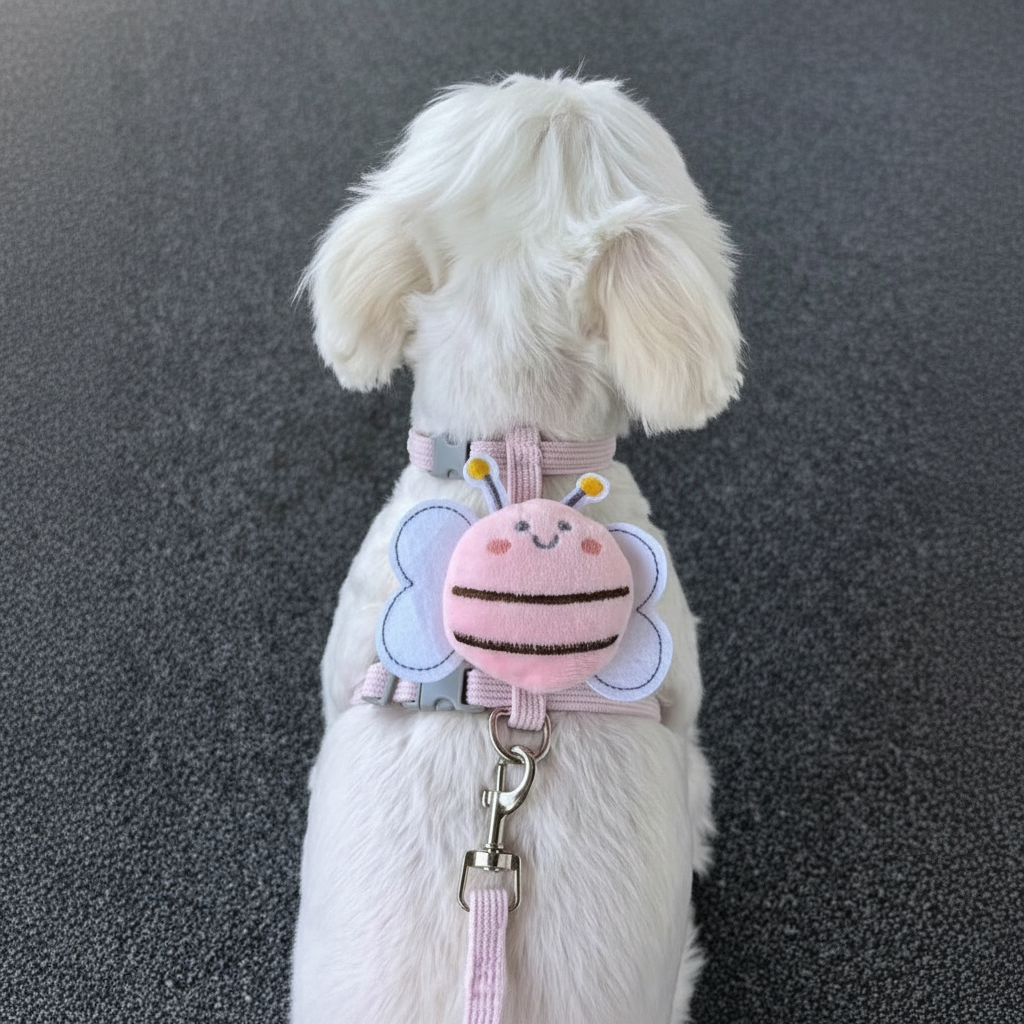 Adjustable Bee Design Pet Harness And Leash Set For Cats And Small Dogs