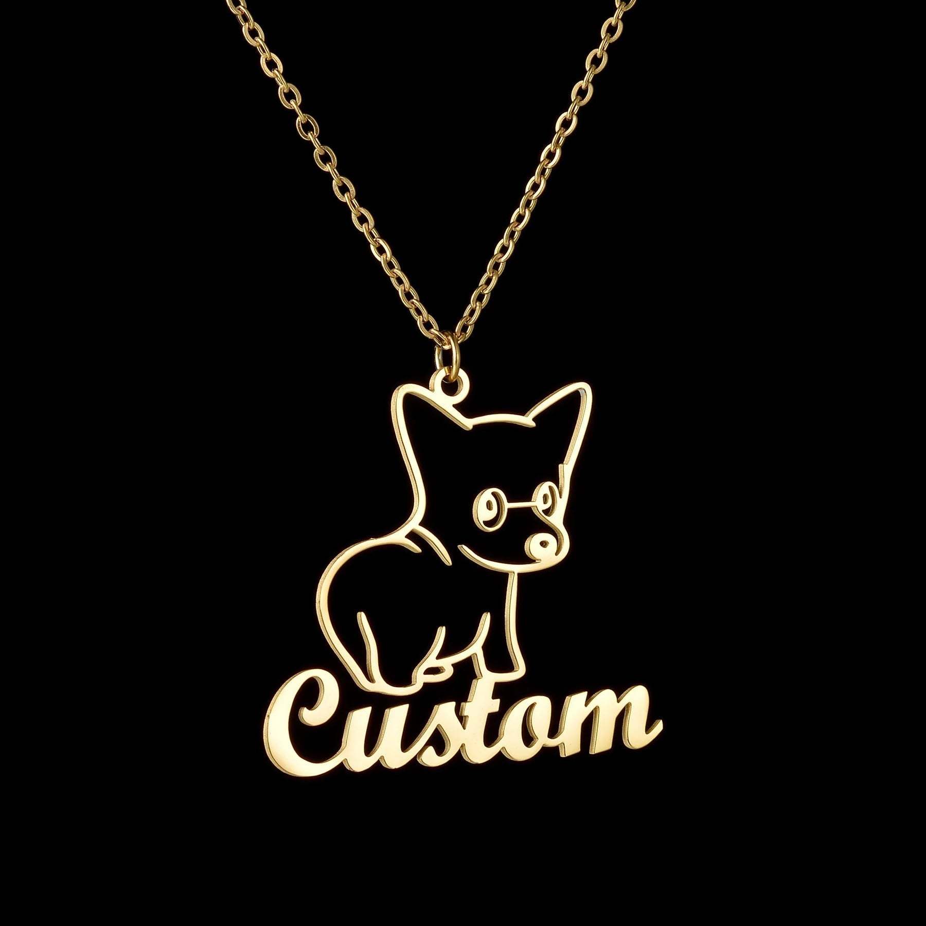 Custom Animal Outline Pendant Necklace With Name Design-Ziggy Dog Training Collar
