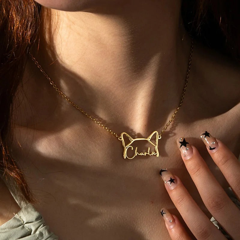 Custom Pet Outline Pendant Necklace With Name Detail-Ziggy Dog Training Collar