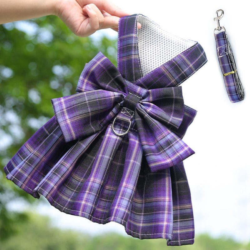Plaid Harness Dress With Matching Leash-Ziggy Dog Training Collar