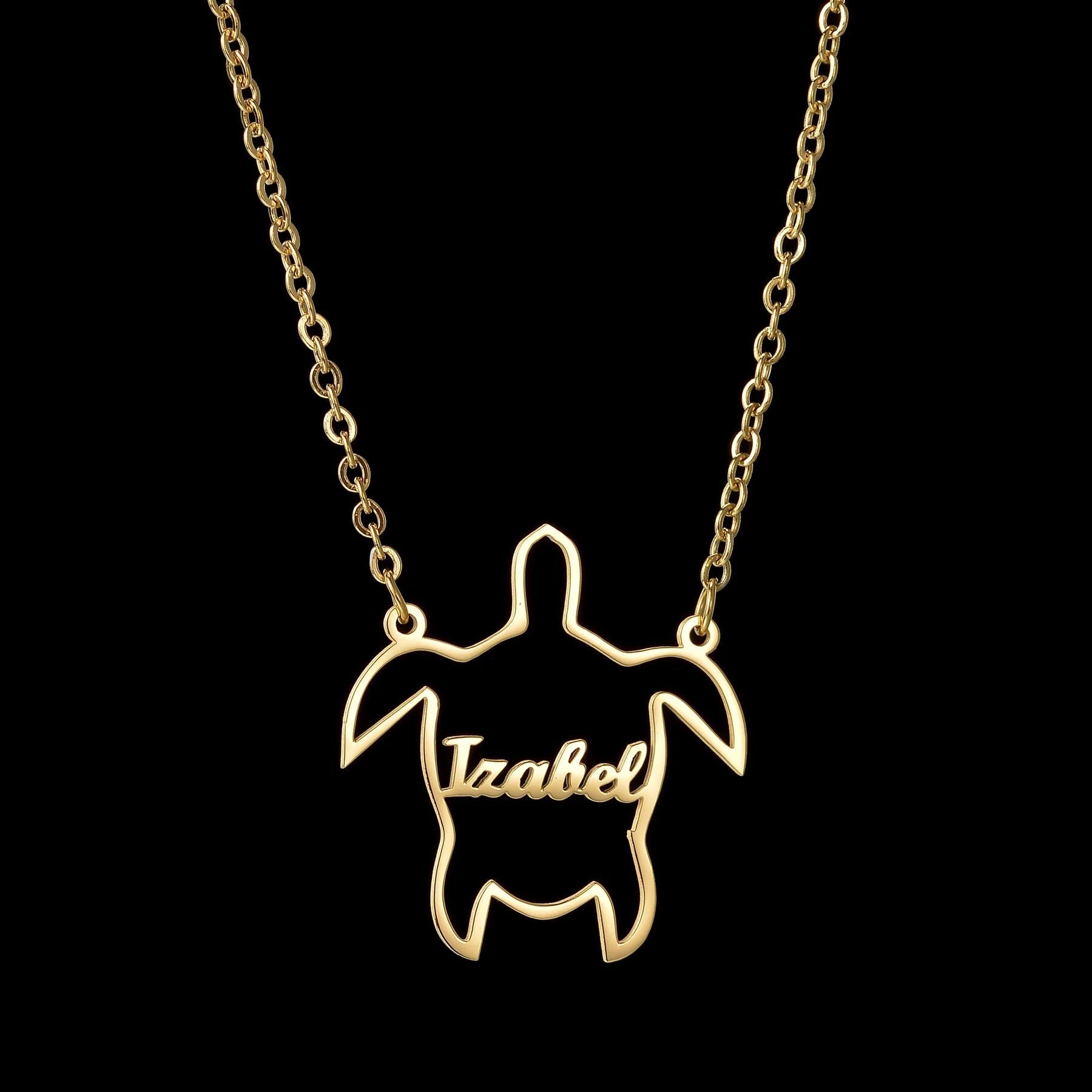 Custom Animal Outline Pendant Necklace With Name Design-Ziggy Dog Training Collar