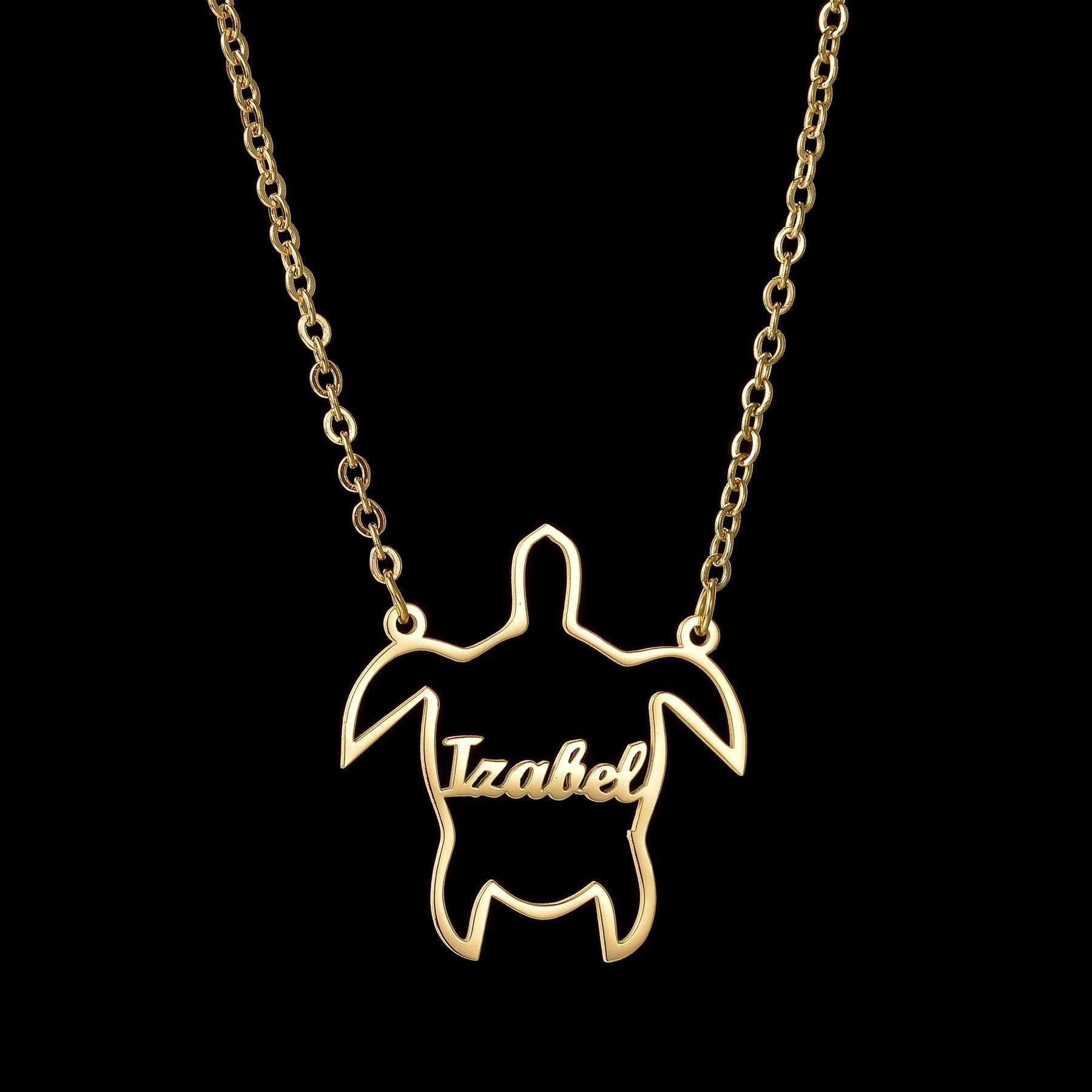 Custom Animal Outline Pendant Necklace With Name Design-Ziggy Dog Training Collar