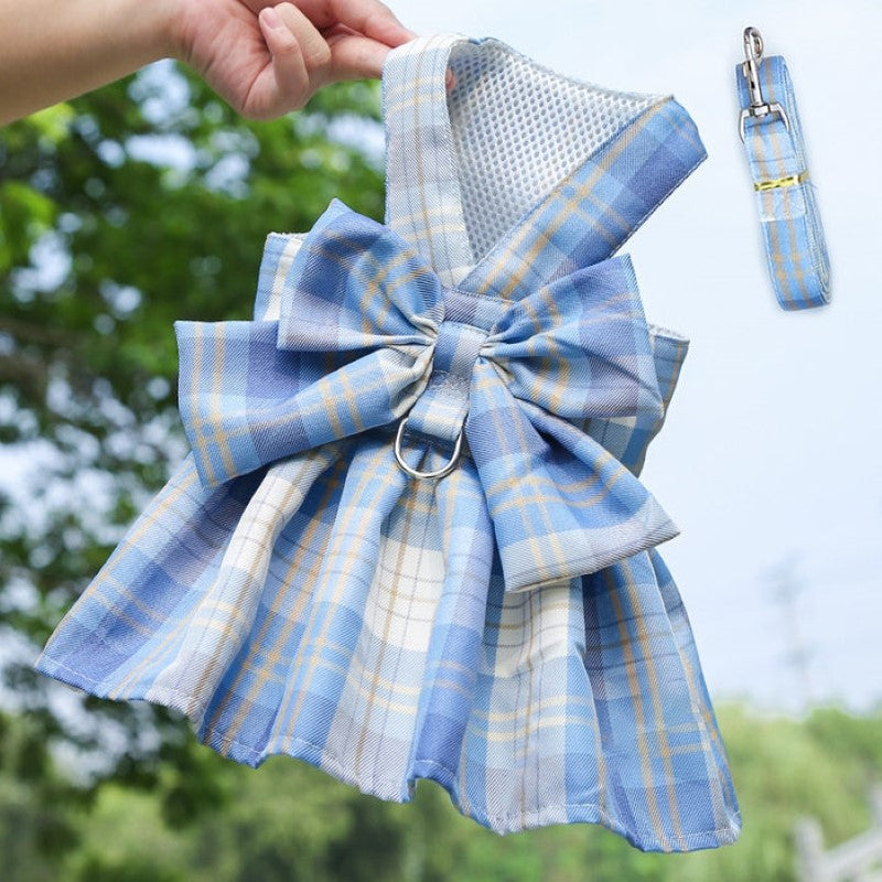 Plaid Harness Dress With Matching Leash-Ziggy Dog Training Collar