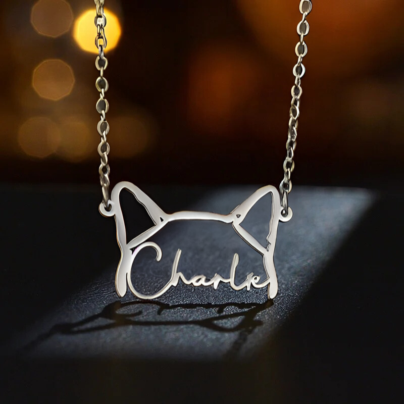 Custom Pet Outline Pendant Necklace With Name Detail-Ziggy Dog Training Collar