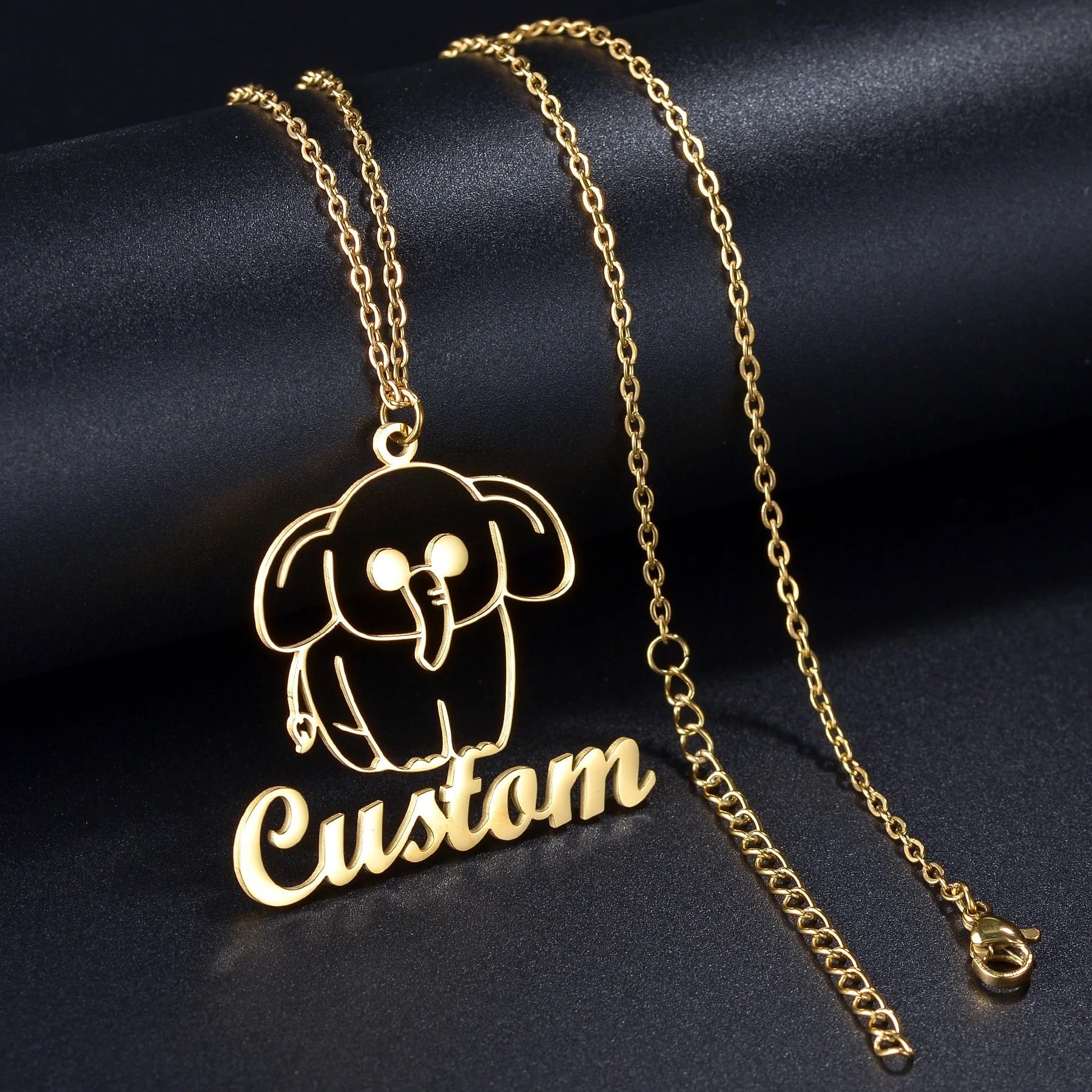 Custom Animal Outline Pendant Necklace With Name Design-Ziggy Dog Training Collar