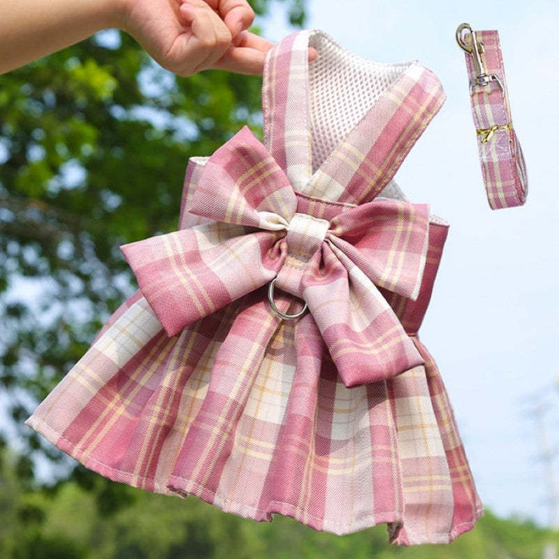 Plaid Harness Dress With Matching Leash-Ziggy Dog Training Collar