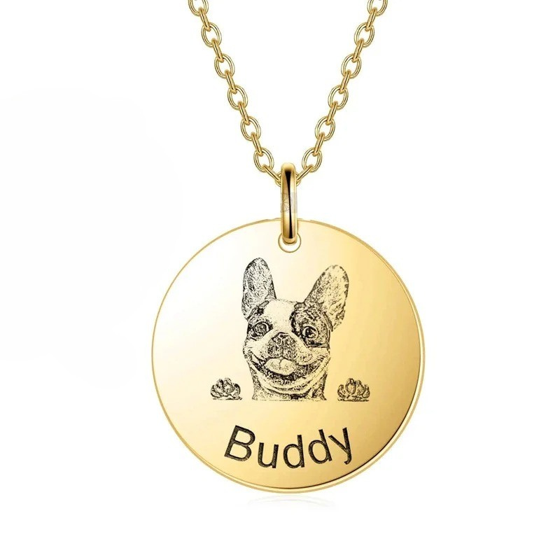 Custom Round Pet Photo Pendant Necklace With Name-Ziggy Dog Training Collar