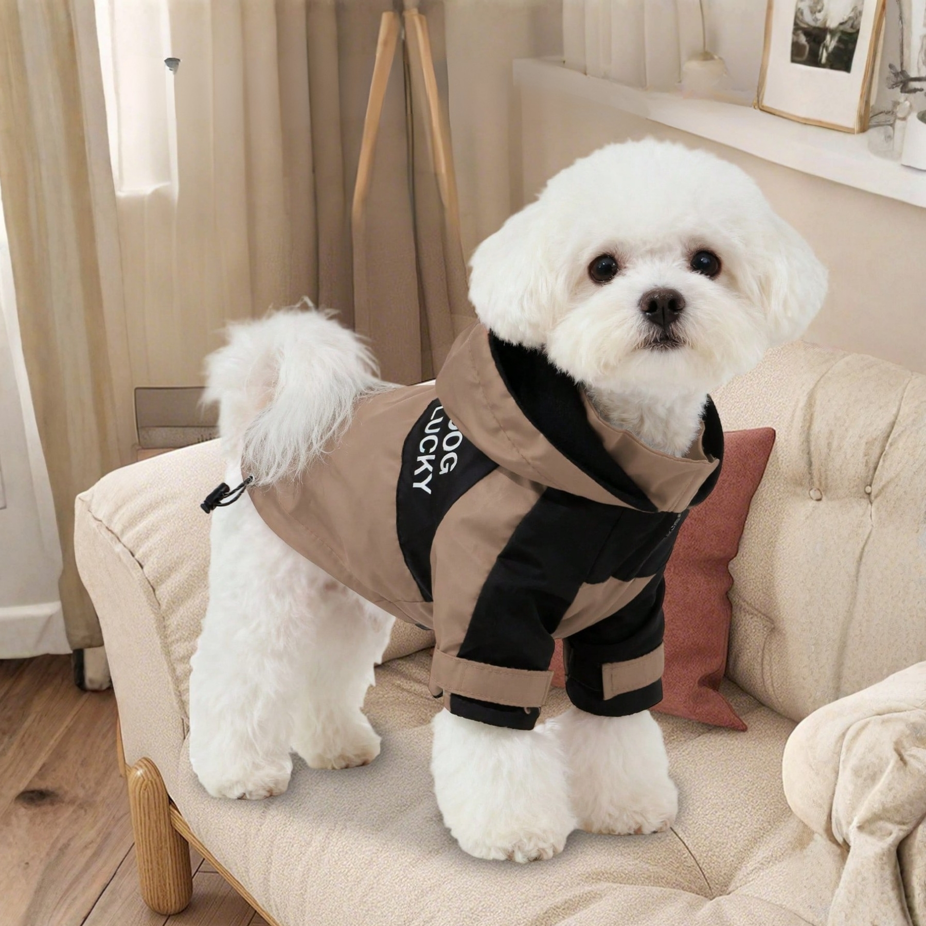 Waterproof Dog Jacket With Hood And Zipper