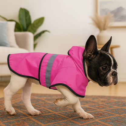 Reflective Adjustable Hooded Pet Rain Coat With Leash Hole