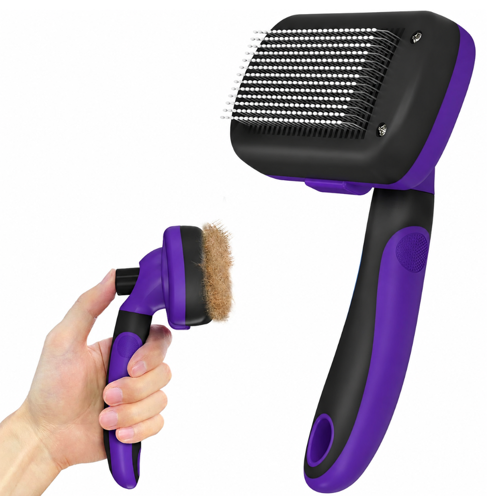 Self Cleaning Slicker Brush For Pet Shedding And Fur Removal