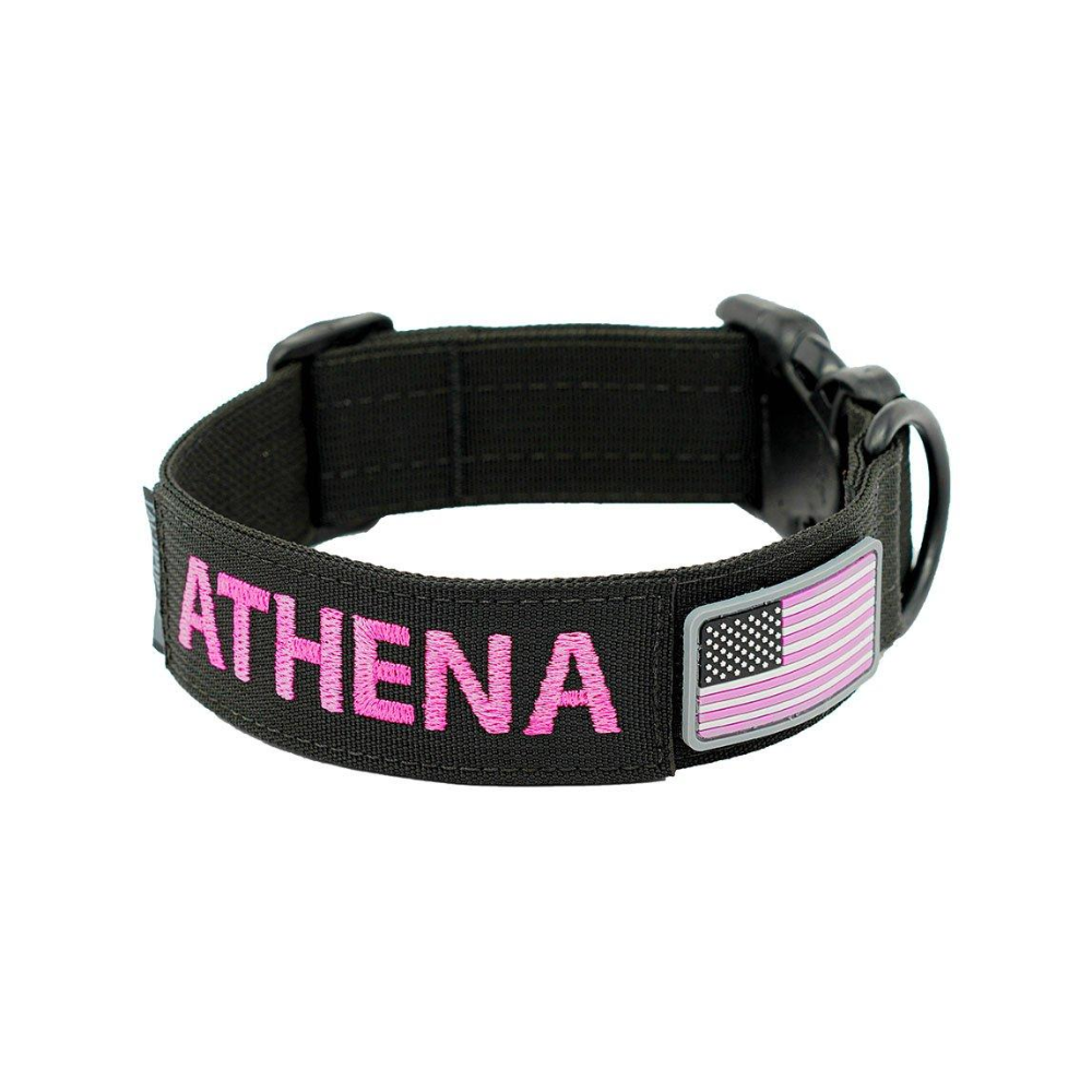Adjustable Tactical Dog Collar With Custom Name Patch