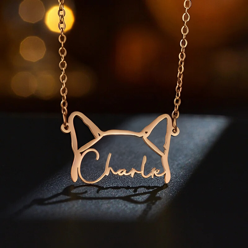 Custom Pet Outline Pendant Necklace With Name Detail-Ziggy Dog Training Collar