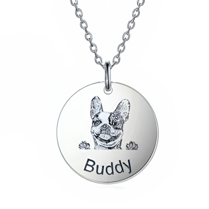 Custom Round Pet Photo Pendant Necklace With Name-Ziggy Dog Training Collar