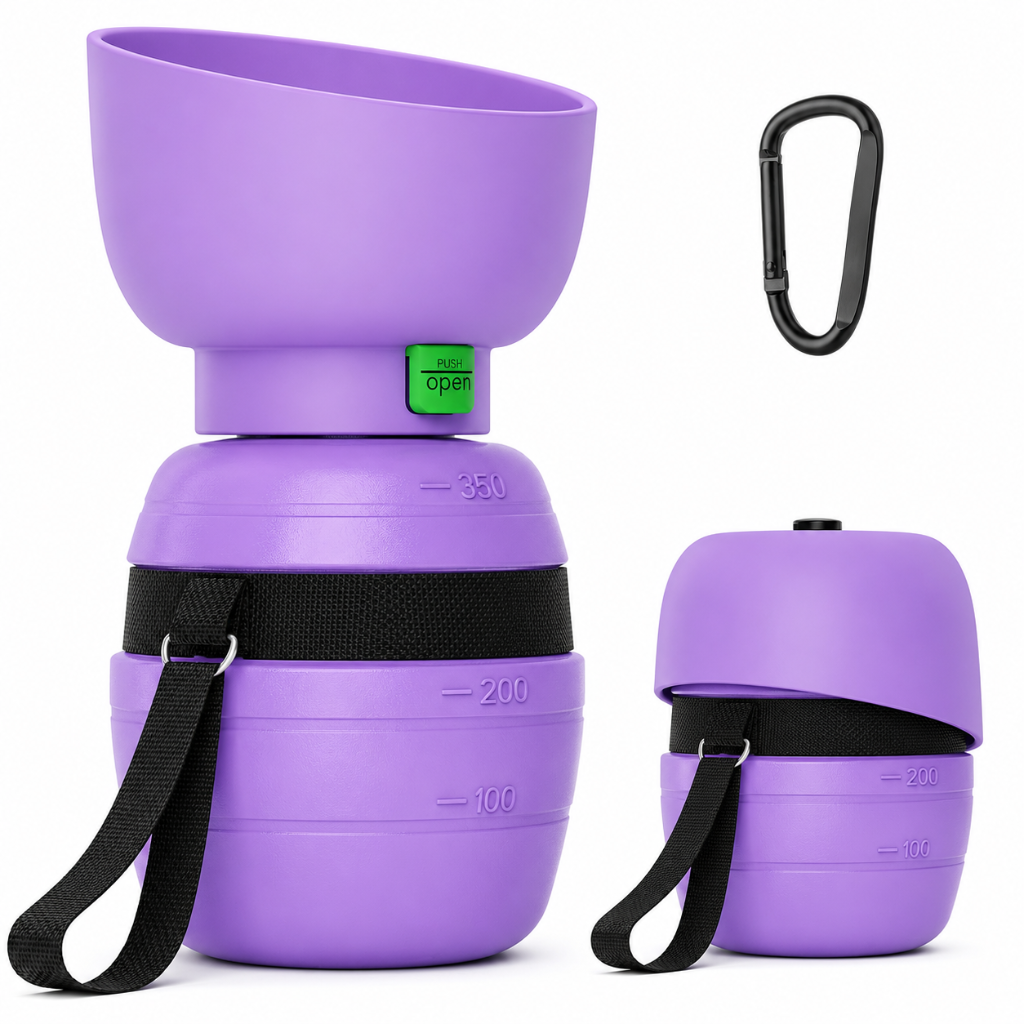 Portable Outdoor Travel Dog Water Bottle With Food Container