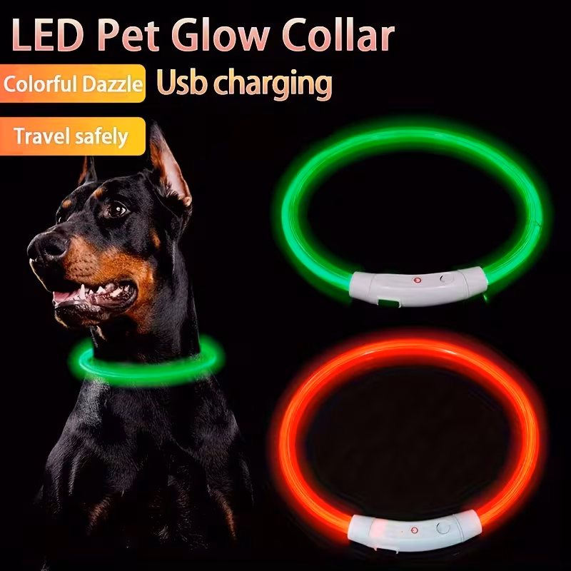 led light collar luminous anti   collar usb rechargeable abs material lithium polymer battery 2