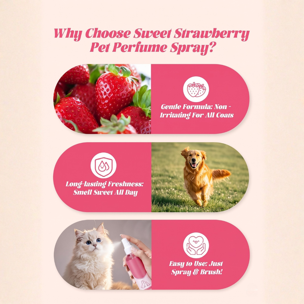 Strawberry Fragrance Pet Perfume Spray For Cats And Dogs Daily Use