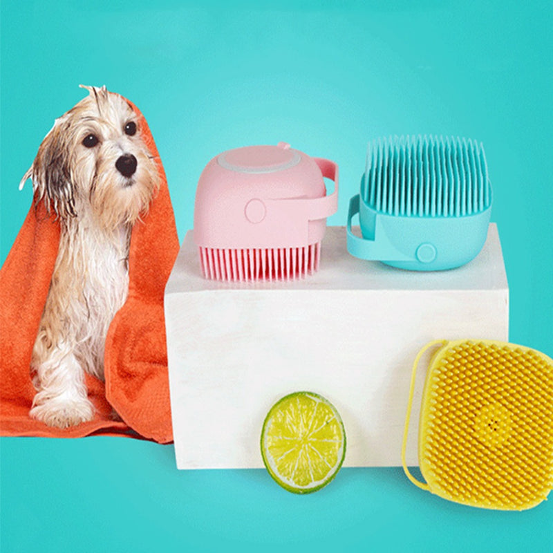 Dog Bath Brush Silicone Comb With Shampoo Box-Ziggy Dog Training Collar