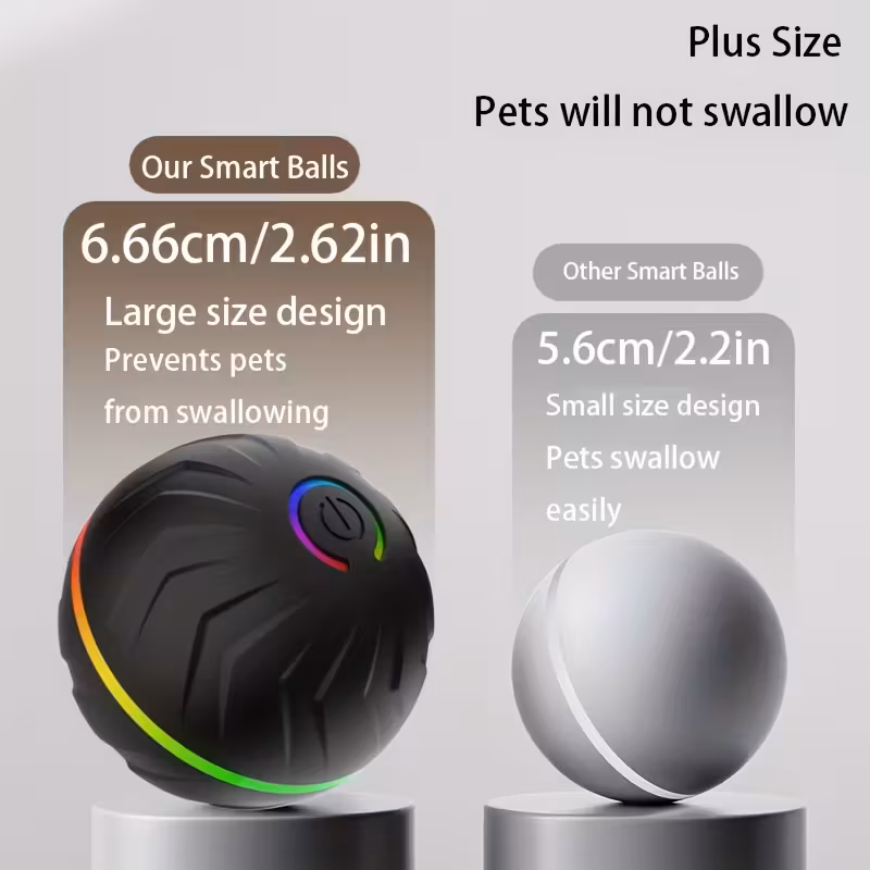   motion activated dog bouncing ball 6 6  62in usb rechargeable lithium polymer battery interactive pet toy for all breed sizes durable thermoplastic rubber striped pattern 6