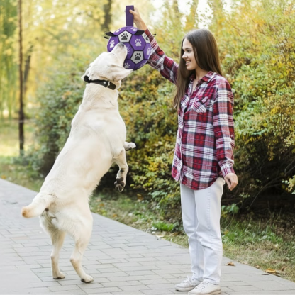 Chew Resistant Rubber Dog Ball With Paw Print Design