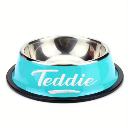 Personalized Stainless Steel Pet Bowl With Custom Name For Cats And Dogs
